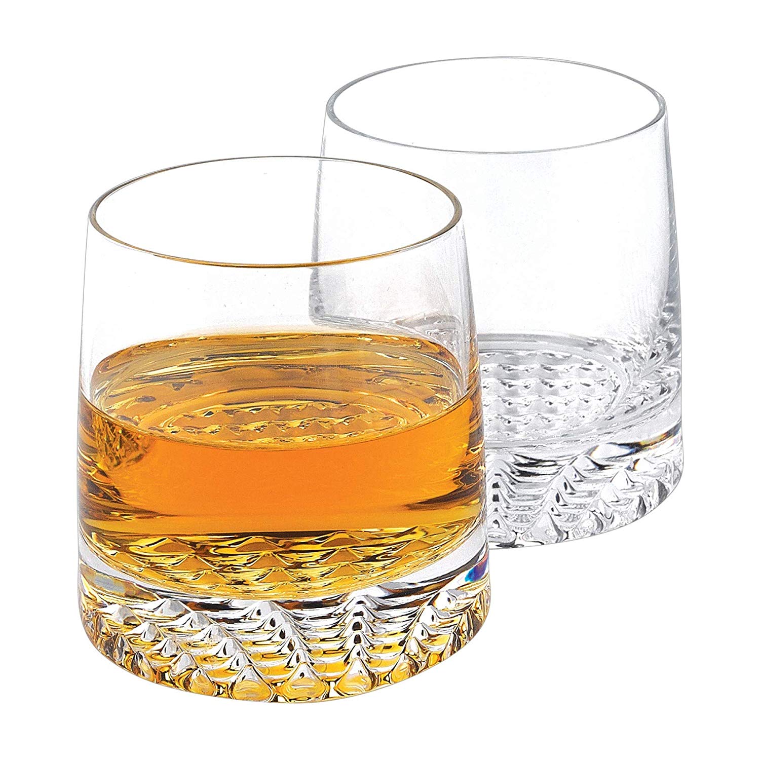 (D) Handcrafted 'Park Avenue' Crystal Glass 4-pc Whiskey Rocks Glasses Set