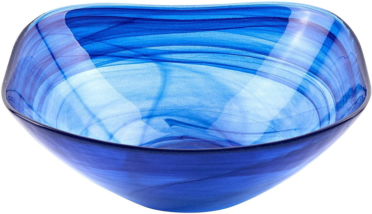 (D) Cobalt Blue Square Glass 10" Bowl Dinnerware (6x6x2.5)