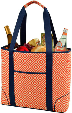 (D) Extra Large Insulated Cooler Tote, Picnic Backpack (Orange)