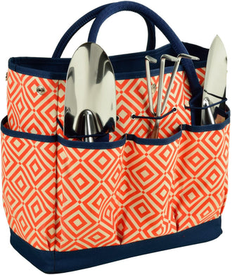 (D) Garden Tote and Tools Set Picnic Backpack Bag, Full Equipment Set (Orange)