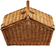 (D) Huntsman Basket for 4 with Coffee Service, Backpack Bag (Green Stripes)