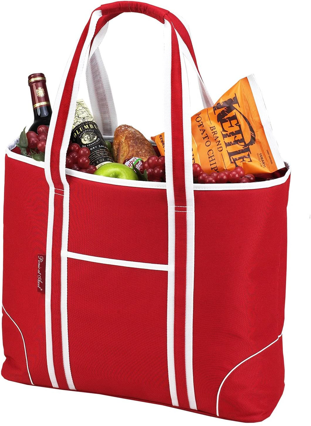 (D) Extra Large Insulated Cooler Tote, Picnic Backpack (Red)