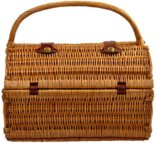 (D) York Picnic Basket for 4 with Coffee Set, Bag for Outdoor (Green Stripes)