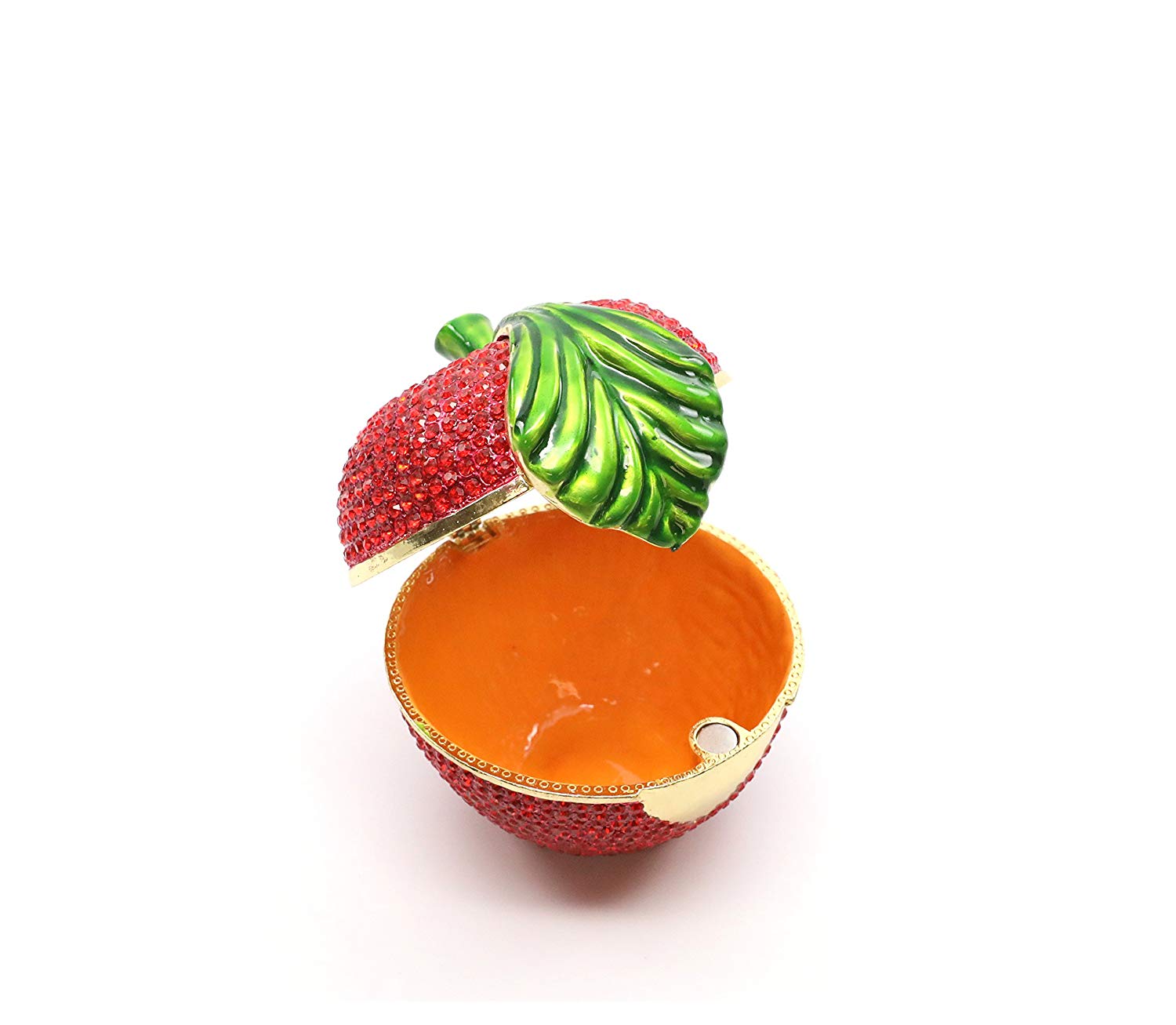 Trinket Box Decorative Enameled Jewelry Box (Red Apple)