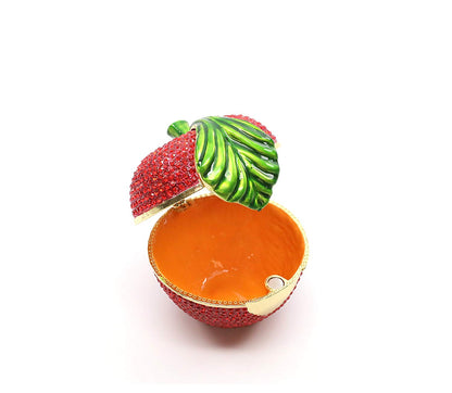 Trinket Box Decorative Enameled Jewelry Box (Red Apple)