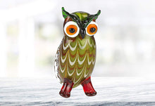 (D) Handcrafted Murano Art Glass Owl Figurine 8", Centerpiece Sculpture