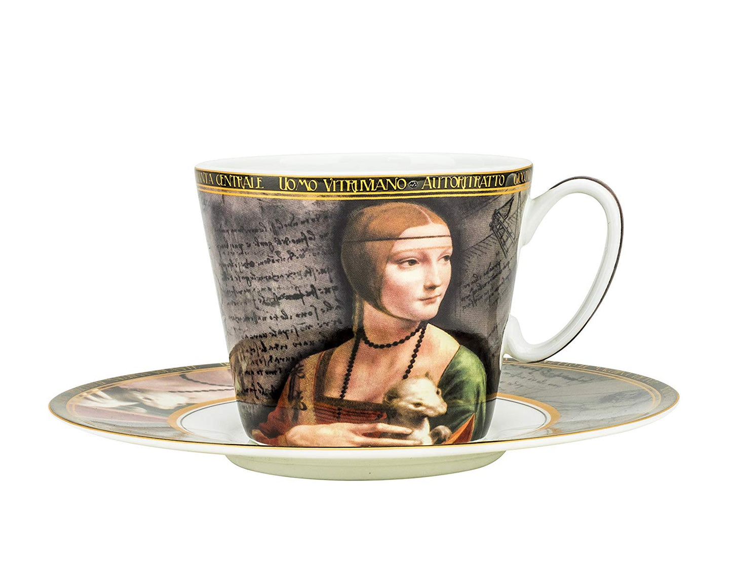 Carmani Painters Tea or Coffe Cup, Leonardo Da Vinci Porcelain Collection (Lady)