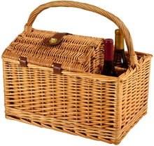 (D) Vineyard Picnic Basket for Two, Full Equipment Set for Outdoor (Green Stripes)