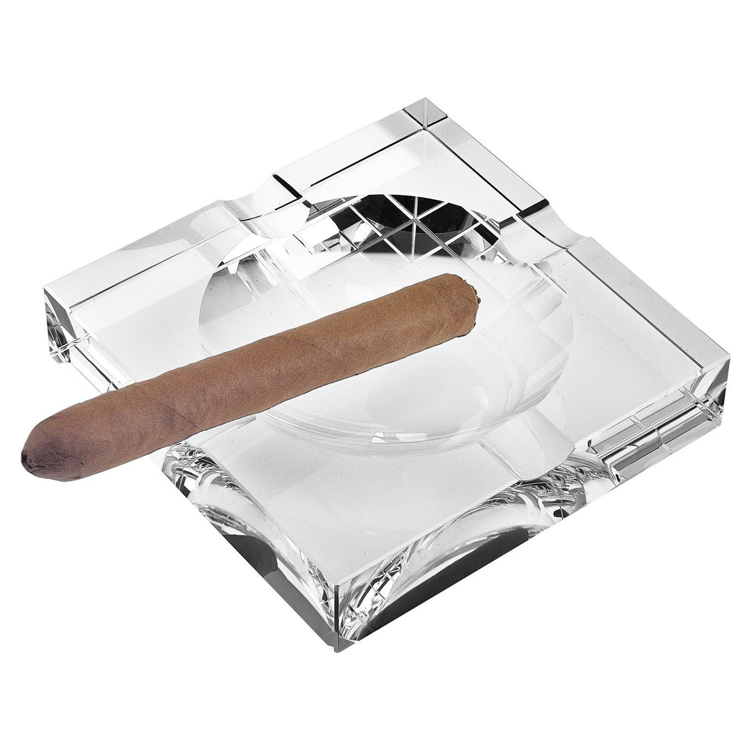 (D) Handcrafted European Luxury Crystal Glass Square Cigar Ashtray 6