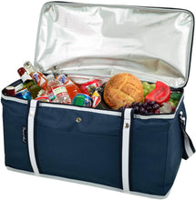 (D) Folding 72 Can Cooler, Picnic Backpack Bag for Outdoor (Blue)