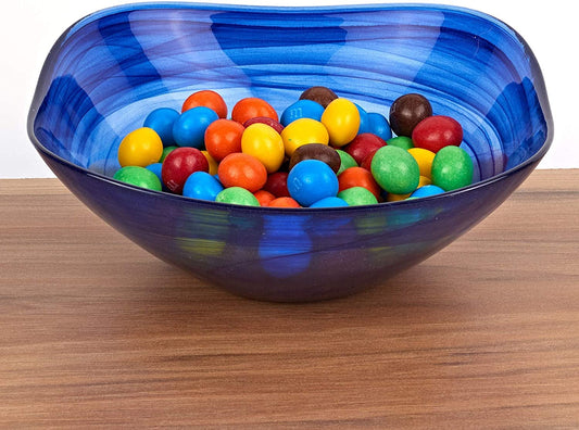 (D) Cobalt Blue Square Glass 10" Bowl Dinnerware (6x6x2.5)