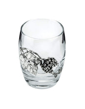 Denizli Medieval Stemless Wine Glass, Crystal Glass (Round Silver Grapes)
