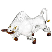 Animal Decanters Large 35-Oz Charging Bull Glass Figurine, Mouthblown Carafe
