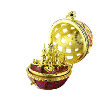(D) Religious Gifts Russian Enamel 925 Silver Egg Locked Pendant Gold Plated (Red)