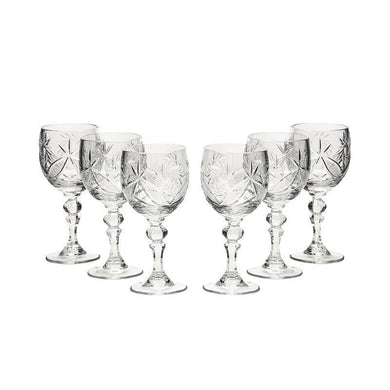 Neman Glassworks, 5-Oz Russian Crystal Wine Goblet Glasses, 6-pc Vintage Set