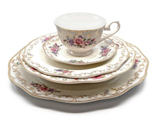 Royalty Porcelain "Ruby Rose" 20-Piece White and Gold Floral Dinnerware Set, 24K Gold-Plated, Premium Bone China Porcelain, Service for 4