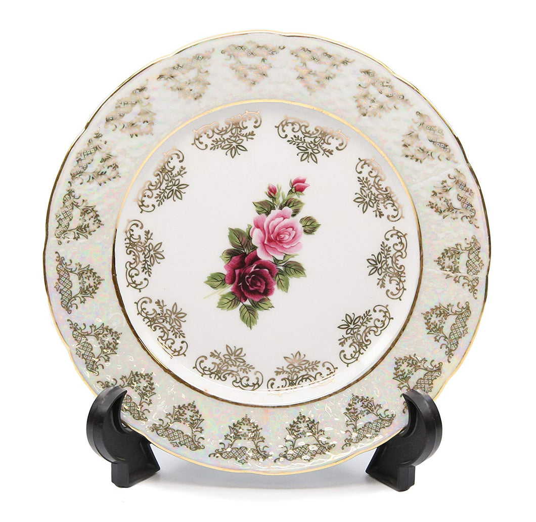 Royalty Porcelain Set of 6 Dessert Plates 6.5, Floral Pattern, Bone China