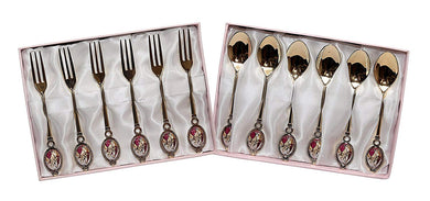 Royal Flatware Set of 12pc Demi Dessert Flatware Forks and Spoons (Gold Antique)