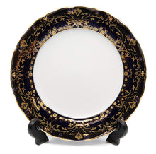 Royalty Porcelain 3pc Dinner Set for 1 person, Vintage Cobalt Pattern,  24K Gold