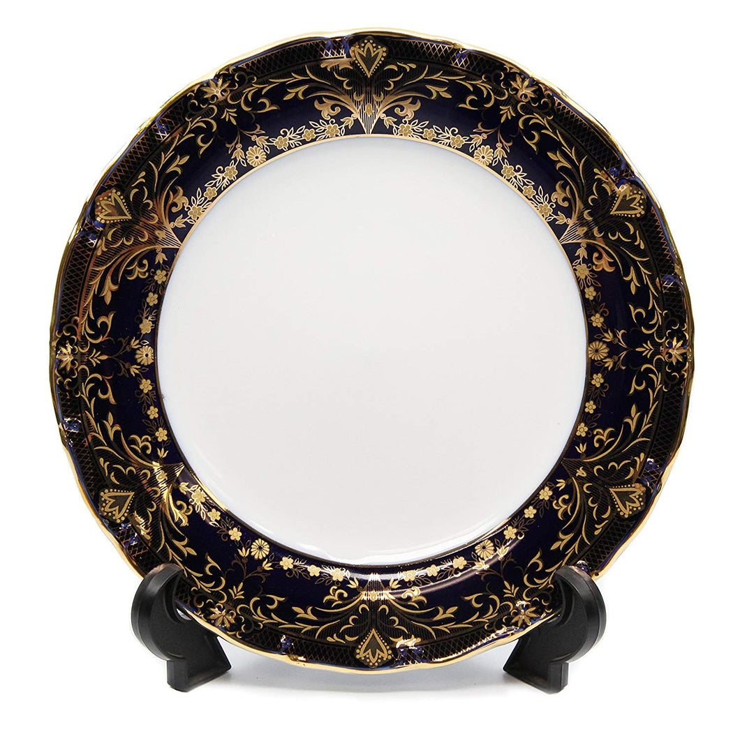 Royalty Porcelain Set of 6 Salad Plates, Vintage Floral Pattern, 24K Gold 7.5