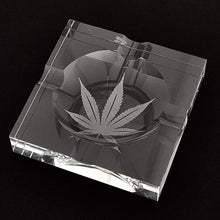 (D) Hand Cut Crystal Marijuana Leaf Ash Tray 5" x .75" , Gift for Man