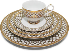 Royalty Porcelain "Regency" 5pc White & Gold Dinnerware Set, 24K Gold-Plated, Service for 1, Porcelain