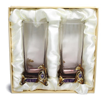 RORO Wedding Gift, Set of 2 Luxury Enameled and Jeweled Bohemia Crystal 8.5-oz Beverage Tumblers, Swarovski Decoration, Luxury Home Accessories