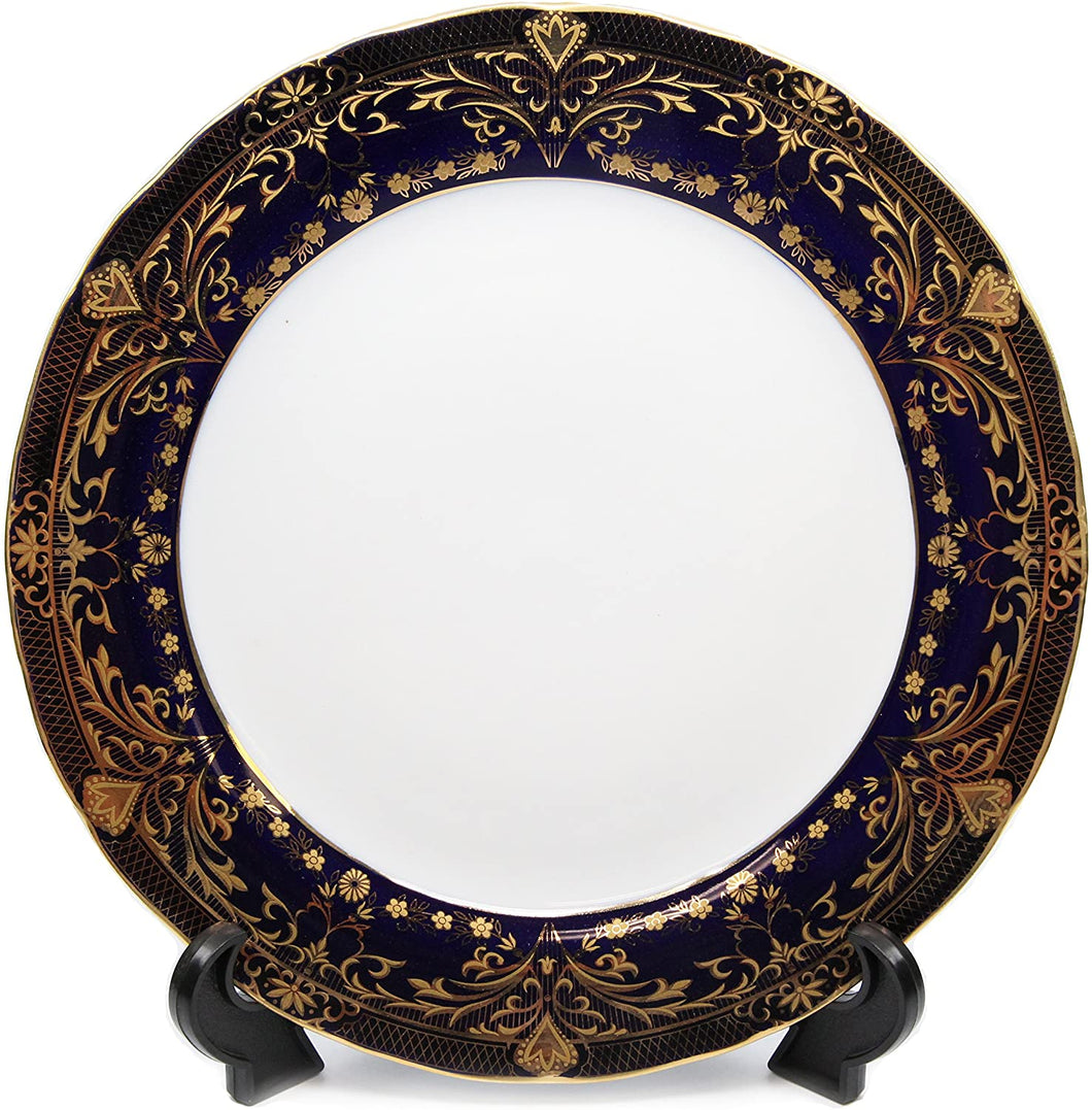 Royalty Porcelain Set of 6 Dinner Plates, Vintage Floral Pattern, 24K Gold Tableware (10.5, Vintage Cobalt Blue Floral)