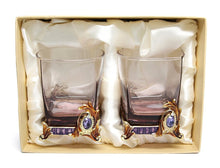 RORO Set of 2 Luxury Enameled and Jeweled Bohemia Crystal 9.5-oz Beverage DOF Rocks Glasses, Versace-inspired, Swarovski Decoration, Luxury Home Accessories