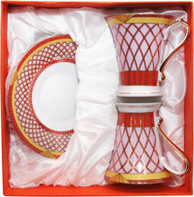 Royalty Porcelain 2pc Rococo Collection RED Tea or Coffee 9 Oz Cup / Mug Set, 24K Gold-Plated Ornament