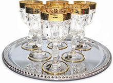 Italian Collection 'Provenza' 9 Oz Crystal Wine Goblets Glasses, 24K Greek Key Gold-Plated