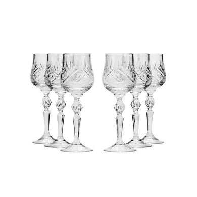 Neman Glassworks, 8-Oz Russian Crystal Wine Goblet Glasses, 6-pc Vintage Set