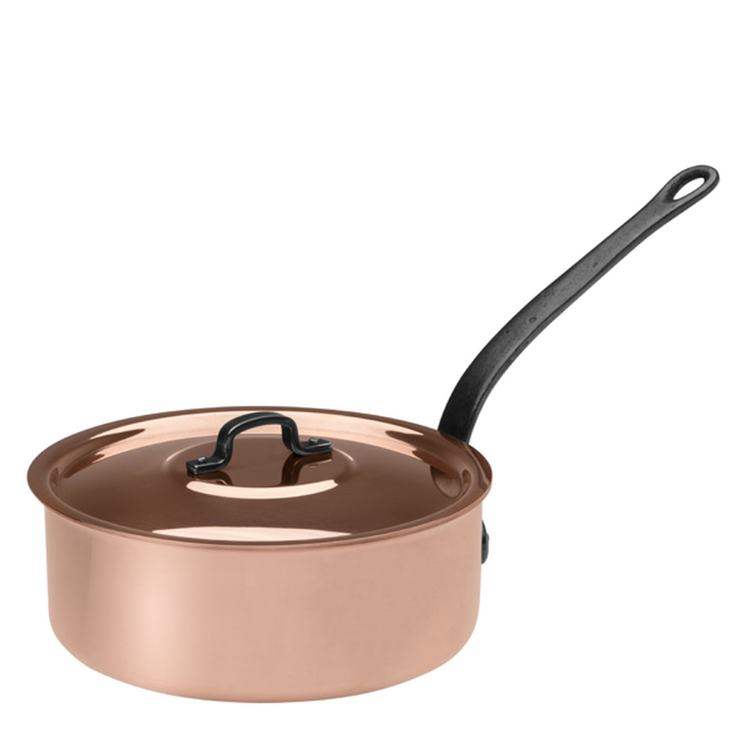 (D) Baumalu Tinned Copper Deep Saute pan with Lid 8.66 inch for Cookware