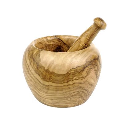 (D) Laguiole, Berard French Hand Made Olive Wood Mortar and Pestle, Vintage