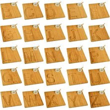 (D) Alphabet Bamboo Cheese Brown Charcuterie Board Wood Platter (A)