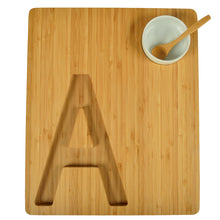 (D) Alphabet Bamboo Cheese Brown Charcuterie Board Wood Platter (A)