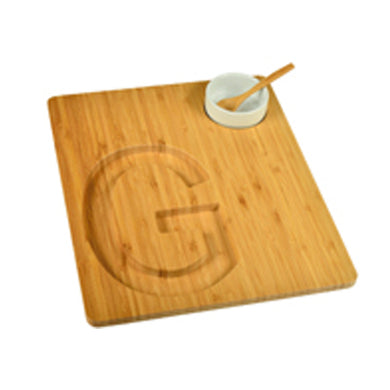 (D) Alphabet Bamboo Cheese Brown Charcuterie Board Wood Platter (G)