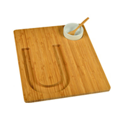 (D) Alphabet Bamboo Cheese Brown Charcuterie Board Wood Platter (U)