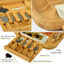 (D) Bamboo Cheese Board, Wooden Board with Tools, Chalk and Bowl
