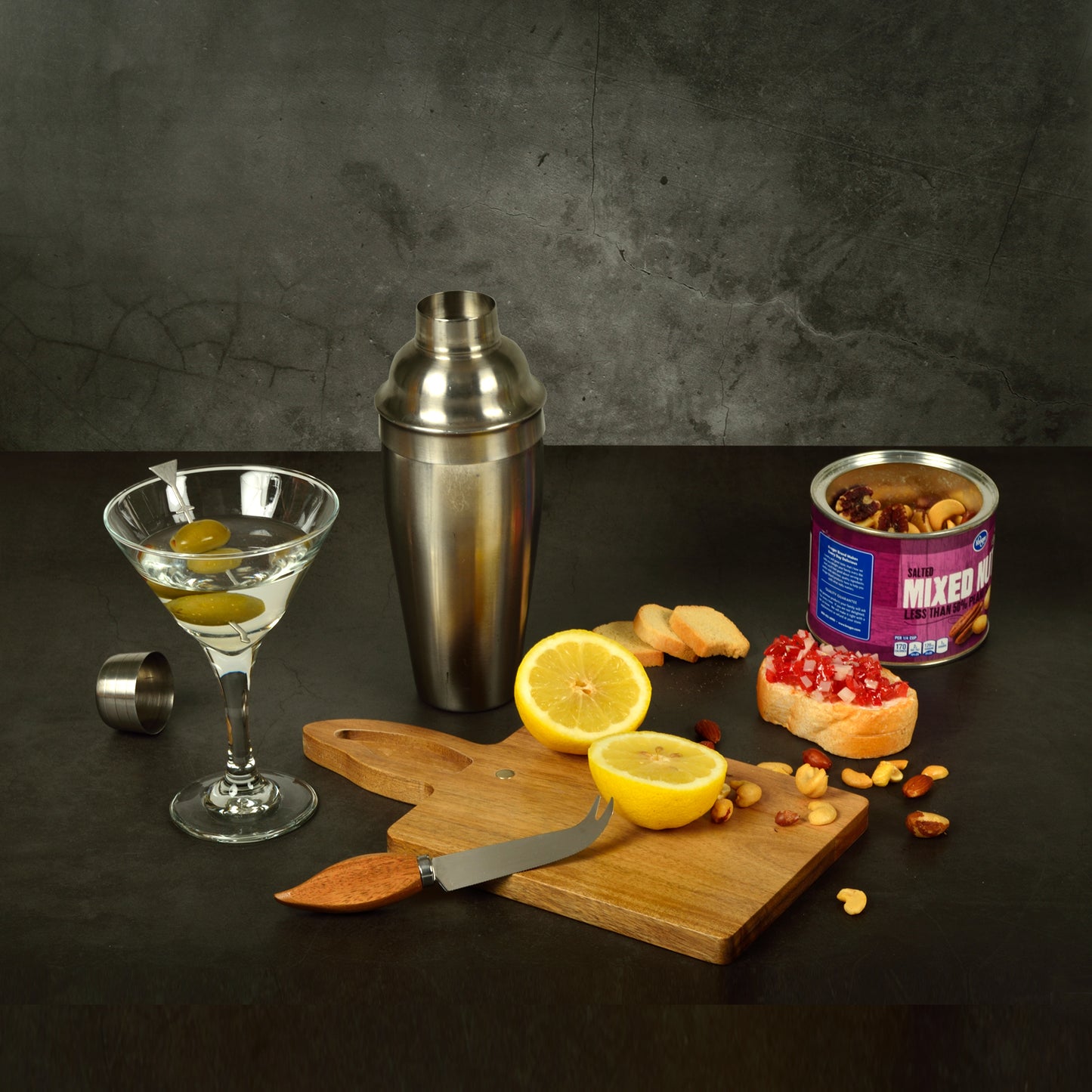 (D) Acacia Trent Bar Board With Knife, Wooden Cutting Board, Set of 2