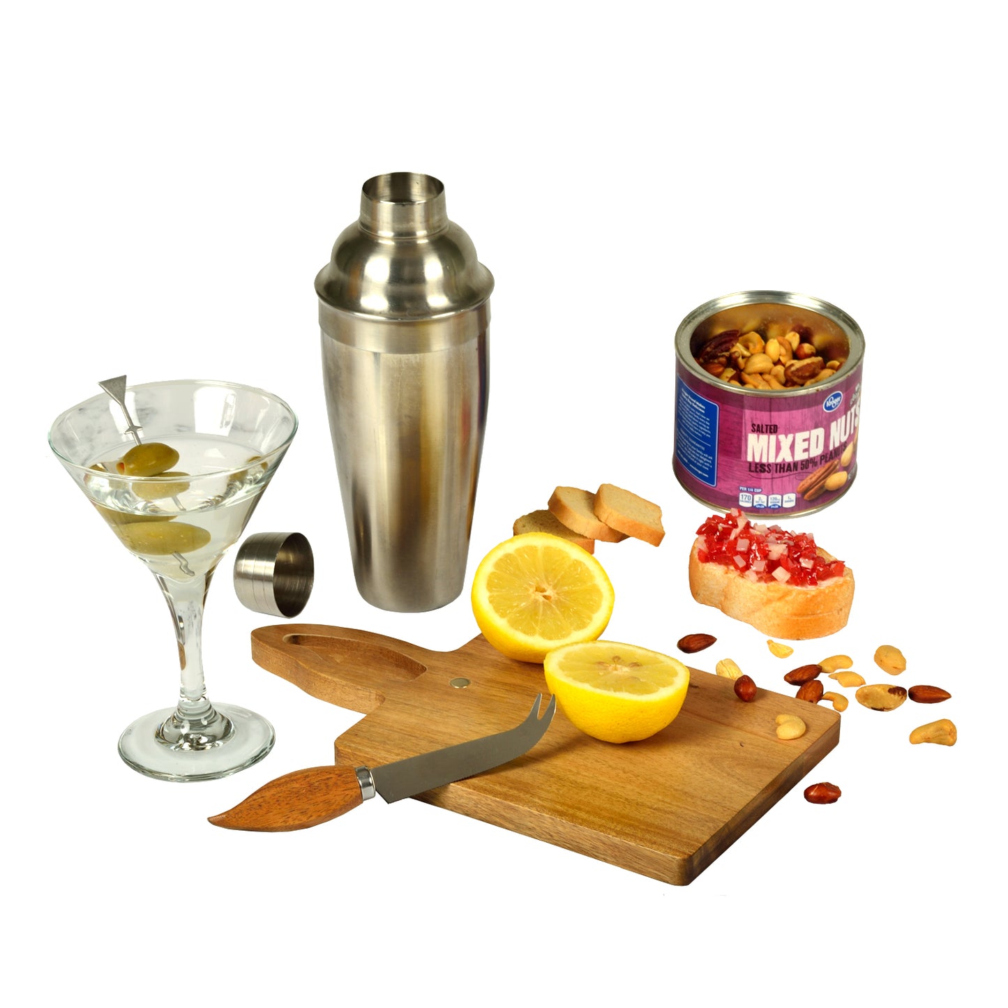 (D) Acacia Trent Bar Board With Knife, Wooden Cutting Board, Set of 2