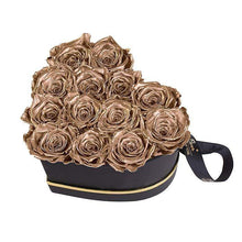 (D) Luxury Long Lasting Roses in a Box, Preserved Flowers Grand Heart (Gold)