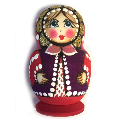 (D) Russian Souvenirs Matryoshka Doll Wooden Hand Made Magnet (Pink)