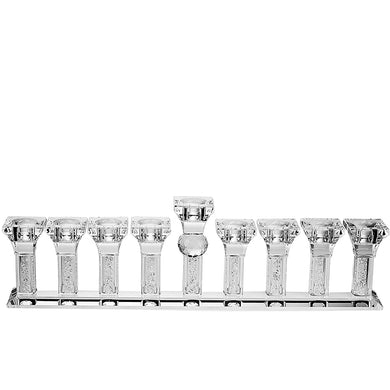 (D) Judaica Menorah for Oil with Crystal Ball Chanukah Modern Decor