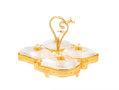 Italian Collection Gold Sectional Сandy Serving Tray (Diamond 4 Bowls)