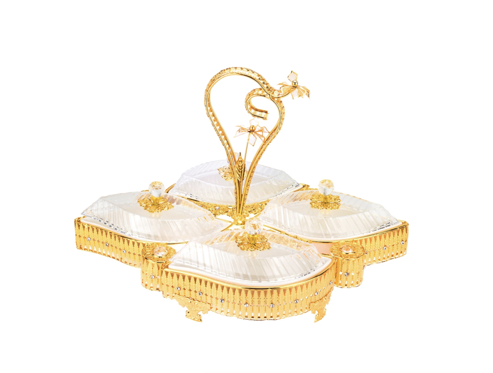 Italian Collection Gold Sectional Сandy Serving Tray (Diamond 4 Bowls)
