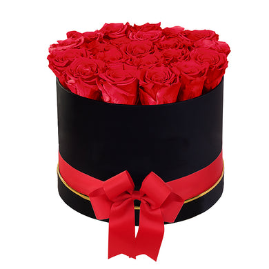 (D) Luxury Long Lasting Roses in a Black Box, Preserved Flowers Empire L (Scarlet)