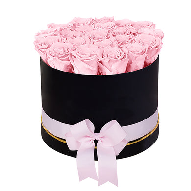 (D) Luxury Long Lasting Roses in a Black Box, Preserved Flowers Empire L (Blush)