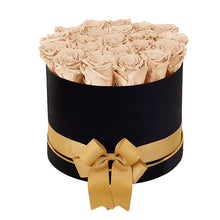(D) Luxury Long Lasting Roses in a Black Box, Preserved Flowers Empire L (Champagne)