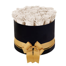 (D) Luxury Long Lasting Roses in a Black Box, Preserved Flowers Empire L (Pearl)